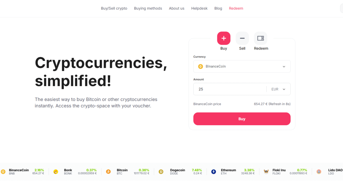 Crypto Voucher Homepage